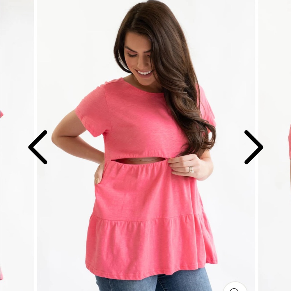 Nursing Queen Pink Ruffle Nursing Top